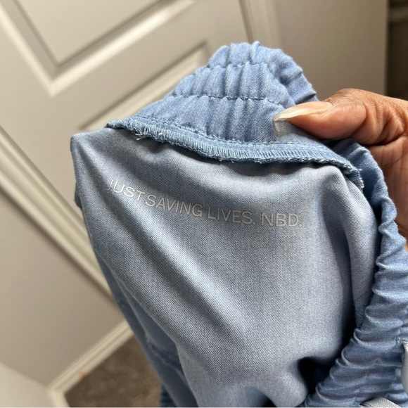 Figs Women Pants XXL High Waisted Zamora Jogger Scrubs Doctor Nurse Blue Gray - Picture 4 of 13